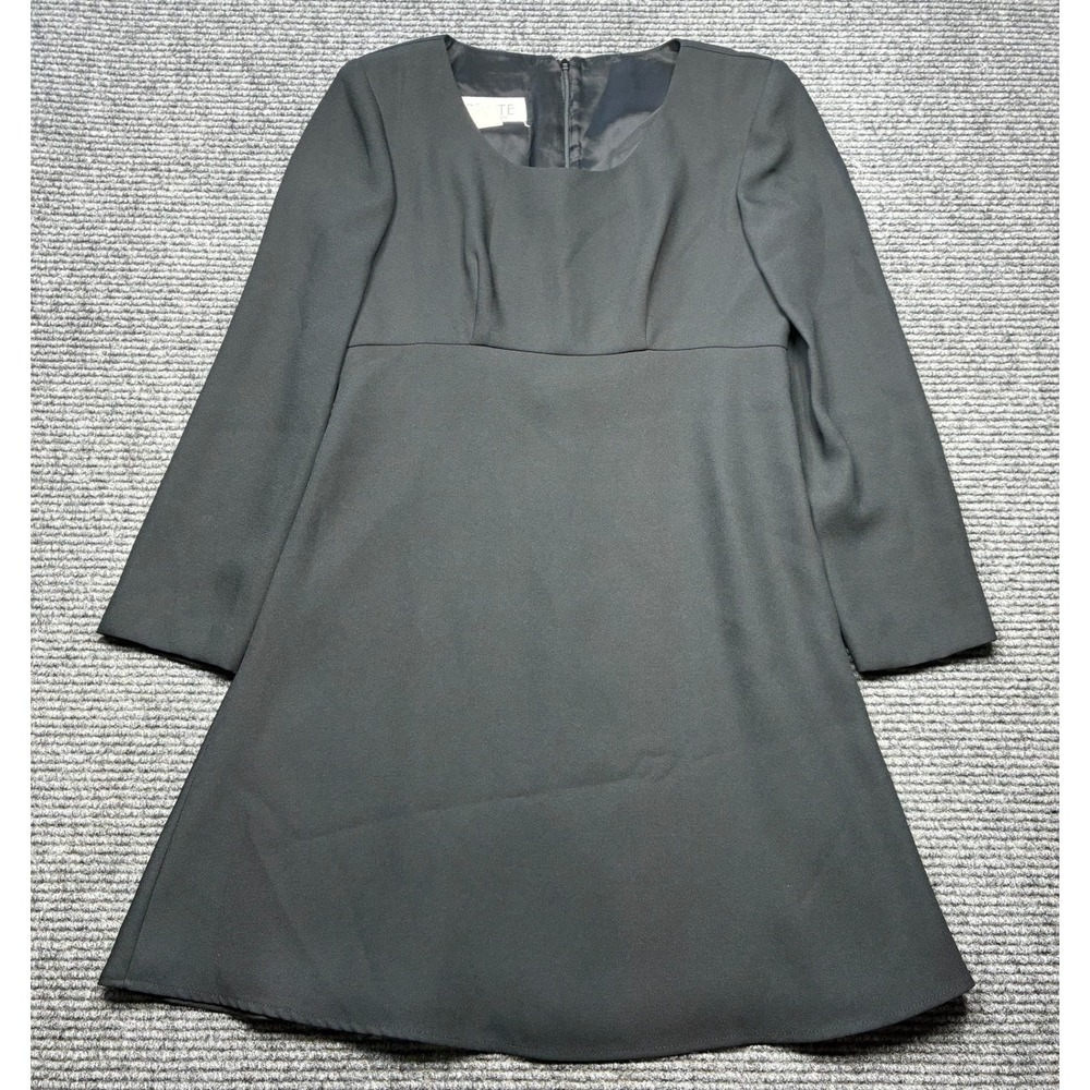 Petite Sophisticate Dress Women 2 Black Empire Waist Long Sleeve Mini 9126-50